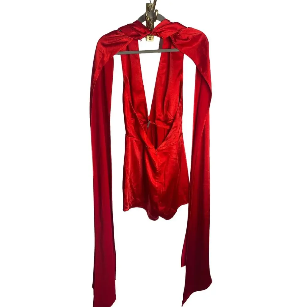 ELLIATT Isabella Playsuit Halter Neck Romper Silk Satin Party Cocktail S